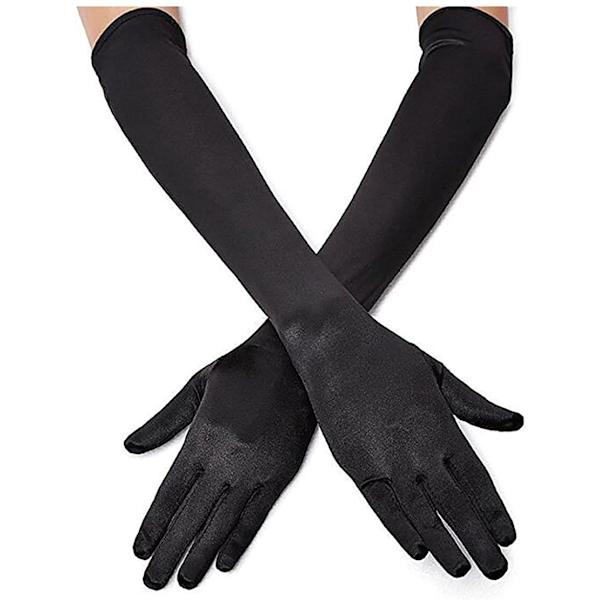 Svarta damhandskar Långa handskar Satinelbågslängdshandskar Långa armbågsskydd P