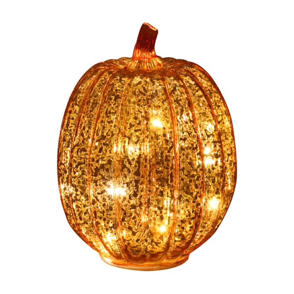 Halloween Glaspumpalykta med Timer för Höstdekoration, 14 x 19,5 cm