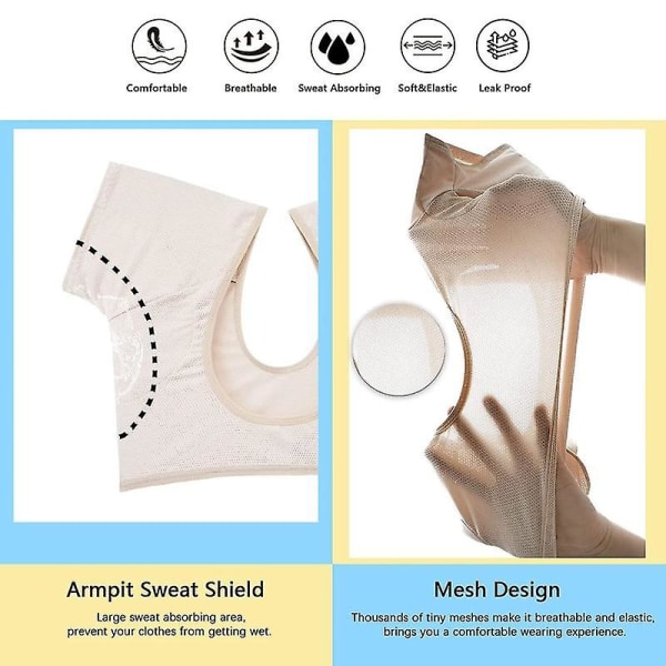 Underarm Sweat Vest, Åndbar Svedbeskyttelse Undertøj Vest, Vaskbare Armhulepuder, Vaskbare Armhulepuder.M. Hudfarve