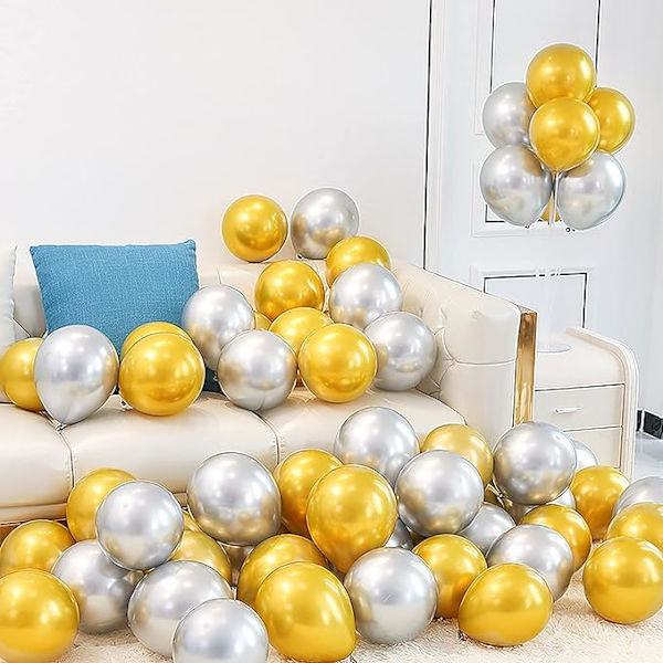 Guldballonger, 50-pack Metalliska Guldballonger 12\" Kromguld Ballon