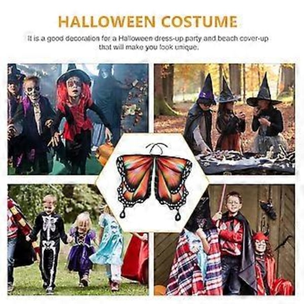 1 st Flickor Fjärilsvingar Sjal Härlig Halloween Cape Festival Party Kostym