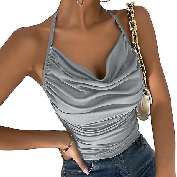 Elegant And Fashionable, Showcasing Sexy Details - Charming Small Strap Long Top, Showcasing Your Unique Charm.3XL.grey