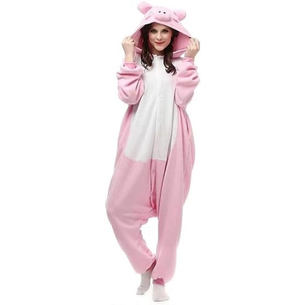 Dyre-hættepyjamas med flere karakterer Jumpsuit Cosplay-kostume.L.Pink Pig