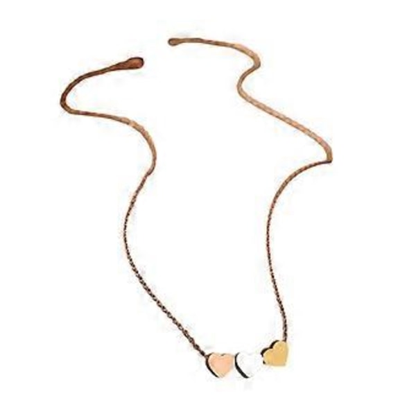 Elegant 3 Hjerte Vedhæng Choker Kærligheds Charm Halskæde Rustfrit Stål Smykker til Særlige Lejligheder og Hverdagsbrug rosaguld rose gold