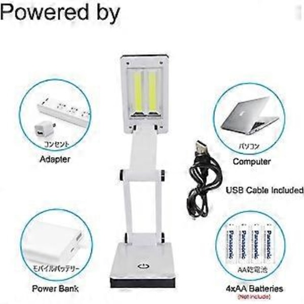 [Ny versjon] TOMOL Super Lys COB LED Bærbar skrivebordslampe Reiselampe: Foldbar, Berøringsfølsom kontroll, 3 justerbare lysstyrkenivåer, batteri og