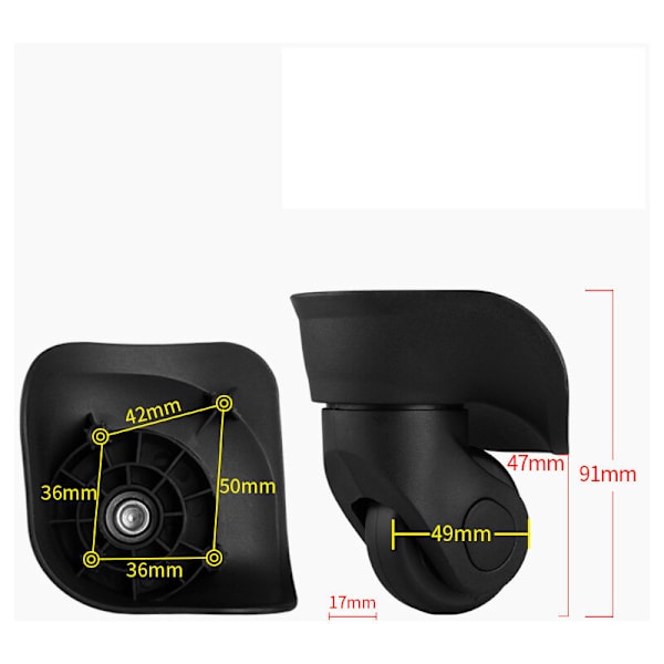Par av resväskor Universal Durable Silent Rubber Multi-Di