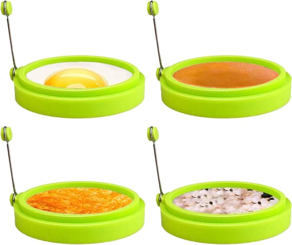 Silikone Æggeringe, 10 cm, Fødevaregodkendt, Non-stick Belægning, Stegte Æg