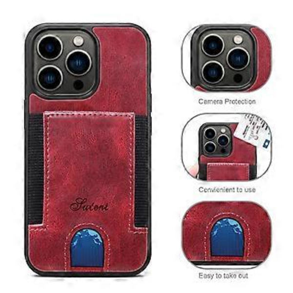 Slimmat Kortfodral Designat för iPhone11 - Plånboksfodral med Korthållare - Skyddande/Reptåligt - Kompatibelt med Apple iPhone Red iPhone11