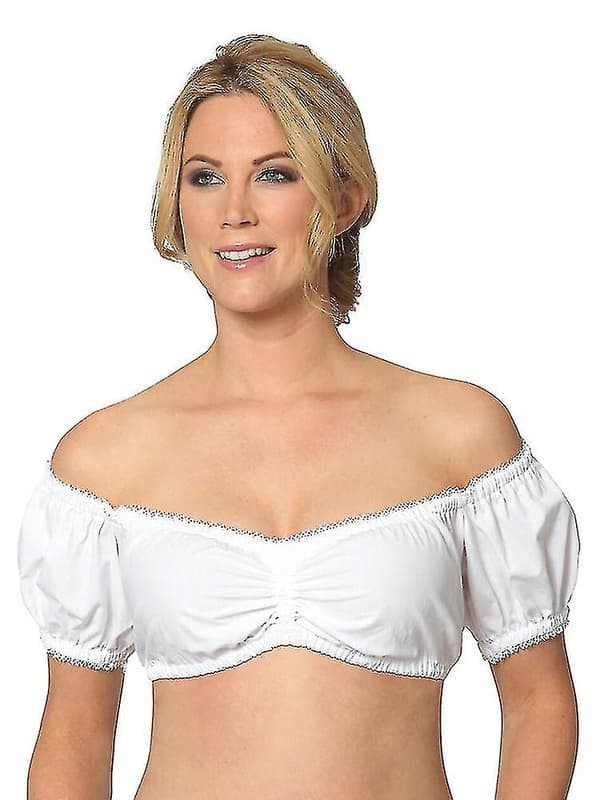 Dame Oktoberfest Elegant Dirndl Bluse Svart Dirndl Bluse Blondebluse.XL.Sølvhvit Silver white XL
