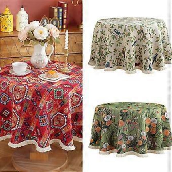 Rund Texturerad Bordsduk Tvättbar Bordsöverdrag Mjuk Bordsduk Fläckbeständig, Perfekt för Kök, Middag, Picknick Beige Beige 100cm