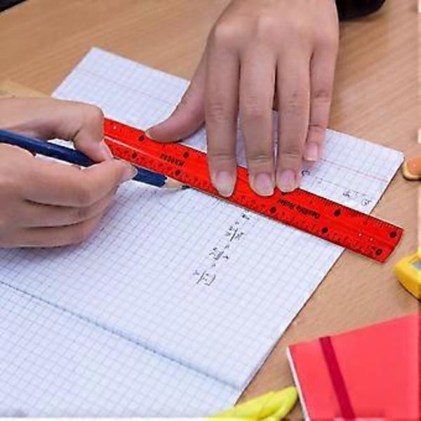 30 cm joustava viivain suora viivain taipuisa viivain värikäs viivain mittaustyökalu pehmeä viivain koulu toimistotarvikkeet punainen Red
