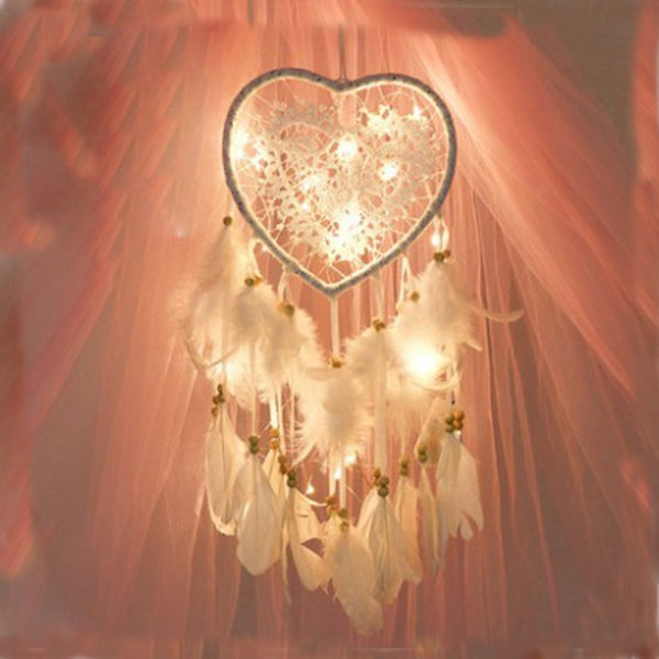 Pink Maiden Heart-Hangqiao Net Dream Catcher, Rattan, Hvid, Dia