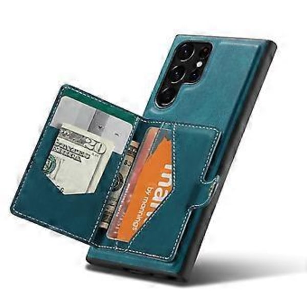 EEHOOD Retro Magneettinen PU-kotelo Samsung Galaxy S22 Ultralle Blue