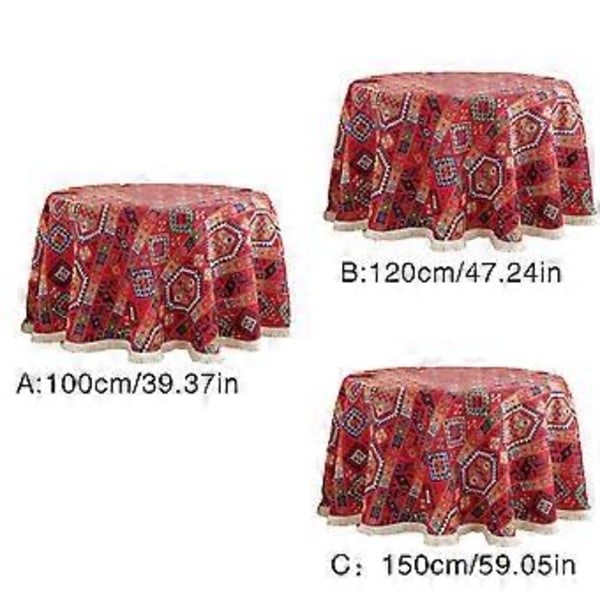 Rund Texturerad Bordsduk Tvättbar Bordsöverdrag Mjuk Bordsduk Fläckbeständig, Perfekt för Kök, Middag, Picknick Vinröd Burgundy 100cm