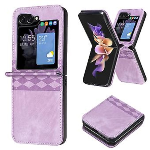 Plaid Præget Læder Etui Til Samsung Galaxy Z Flip6