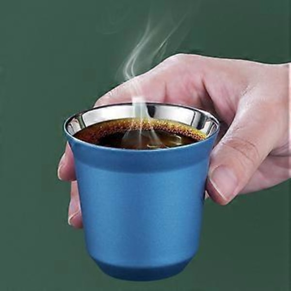 Koppar för kaffe/espresso i rostfritt stål, svart, 6,2*6,2 cm, dubbelväggig isolerad termisk kapsel kaffekopp