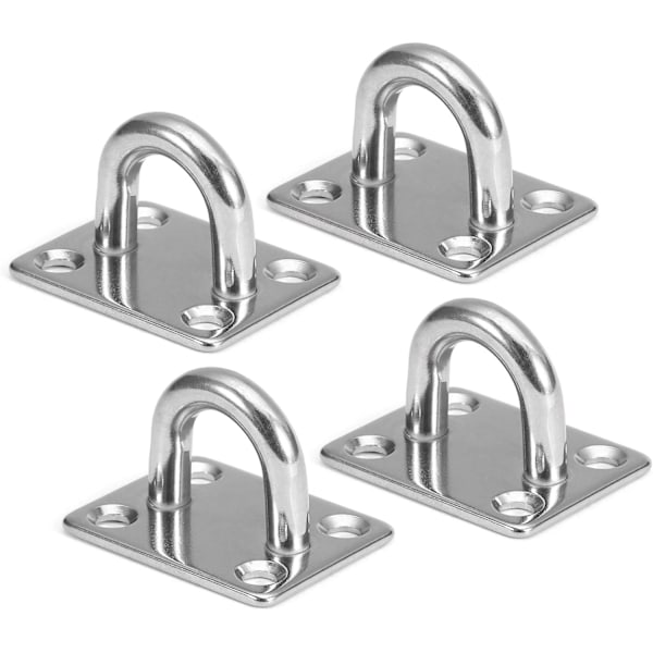 M8 Heavy Duty Øjeskjold Plade, 304 Rustfrit Stål Aflang Øjeskjold Plade, U-formet Krogspænde (4stk, 8mm)