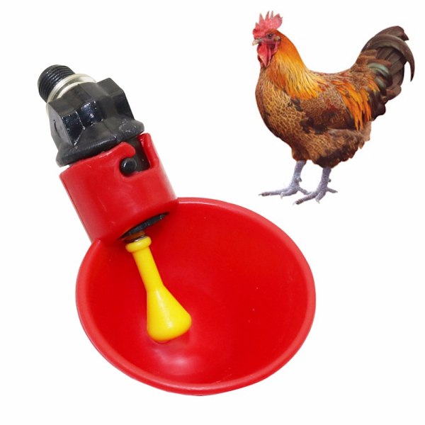 Liten röd skål (10-pack), automatisk fjäderfävattendispenser Porta
