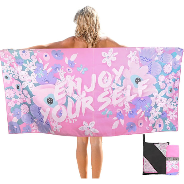 Pink Camping Mikrofiber Strandhåndklæde Stor, 160 * 80CM Hurtigtørrende S