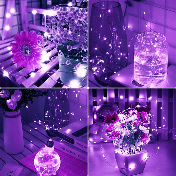 (Lilla), 3M 30 Micro LED'er, Batteridrevne Mini LED-lyskæder