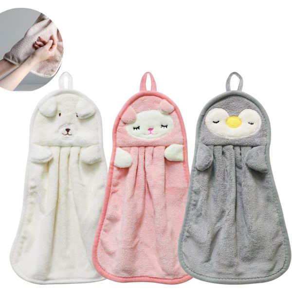 3-pack Hängande Handdukar, Korall Sammet Mikrofiber Hängande Slingor