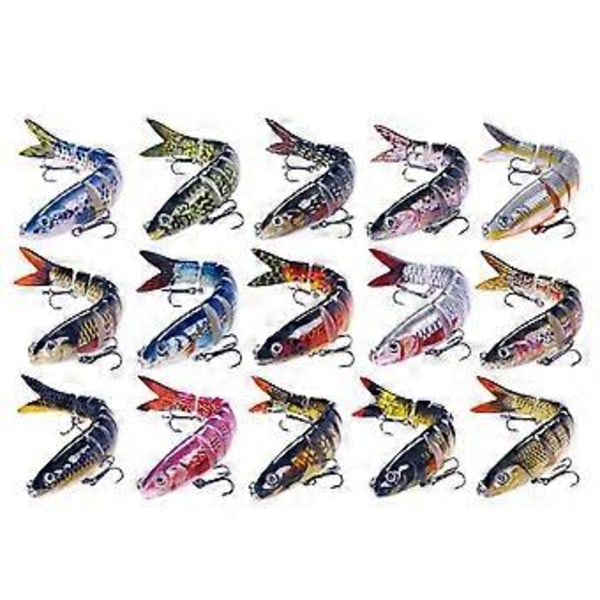 Fiskedrag Tredelad Krok Saltvatten och Sötvatten Simdrag Fiskekrokar Långsamt Sjunkande Flerledade Simbeten Complete set of 15 p