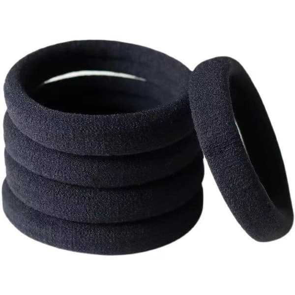 Pakke med 100 Sorte Hårbånd, Hårholdere, Elastiske Elastikker 4cm