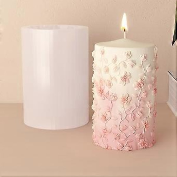 Luo henkilökohtainen kynttilä tukevilla silikonisilla kukkakuvioisilla kohokuviointimuoteilla, kodin lisävaruste, kannettava askartelijoille short flower vine 1