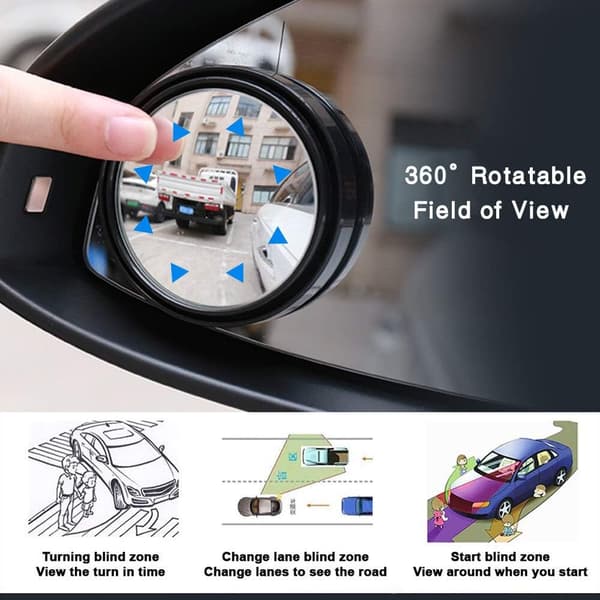 2 stk (Sort) Bil Blind Spot Spejl Rammeløs Rund Blind Spot Mi