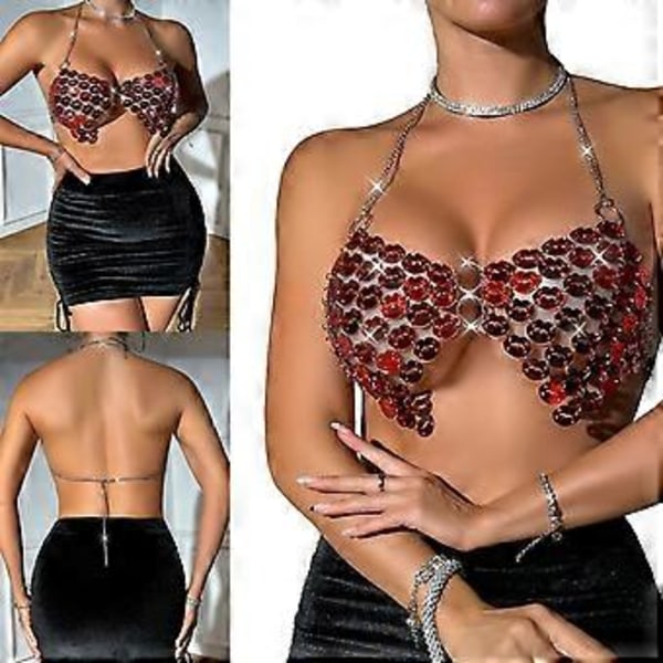 Boheemi paljetti vartaloketju halter kimalle bikini rintaketjut rintaliivit yökerho vartalo asusteet korut naisille tytöille S S