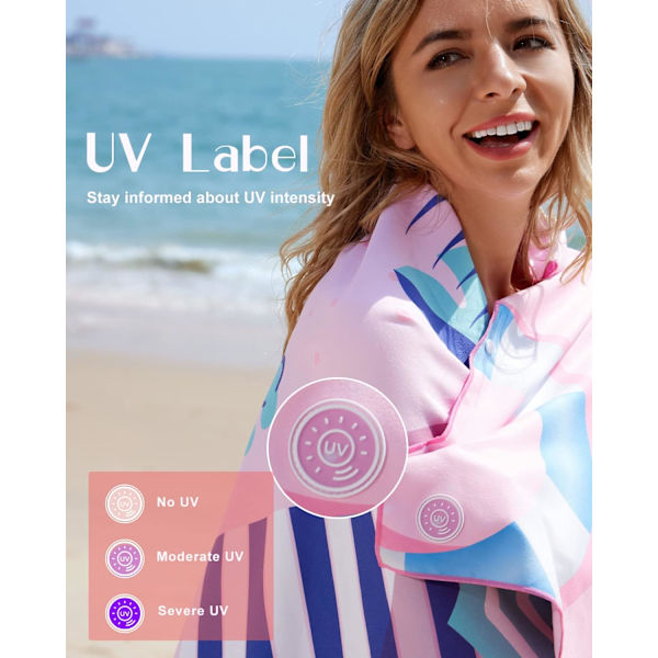 Strandhandduk med UV-etiketter, Strandmatta, Mikrofibermaterial, Ingen S