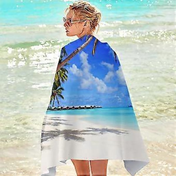 Mikrofiber Strandhandduk Superlätt Färgglad Badhandduk Sandtät Strandfilt Multifunktionell Handduk för Resor Simbassäng 30x60 Tum
