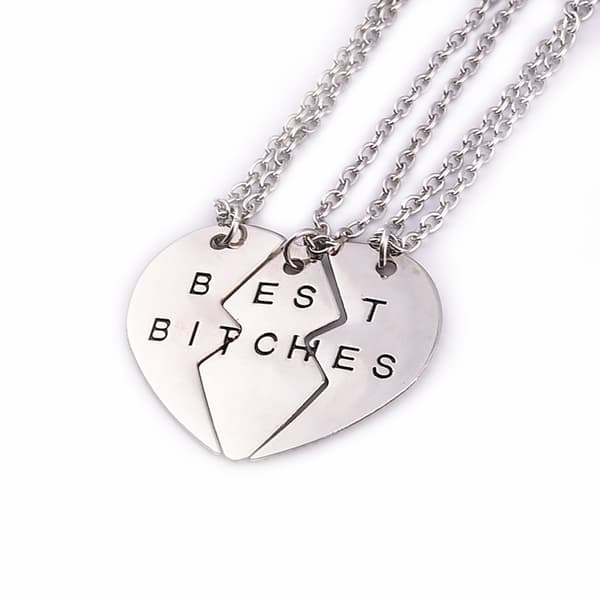 Bästa vänner Trebladig Lappteknik BFF Halsband - Silver