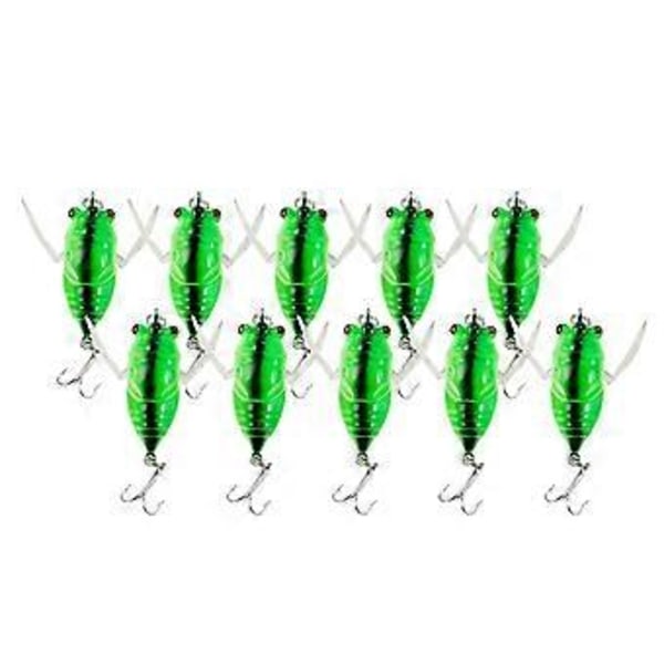 10 Stykker Hårde Agn Cicada Saltvand Guld(Grøn) Green