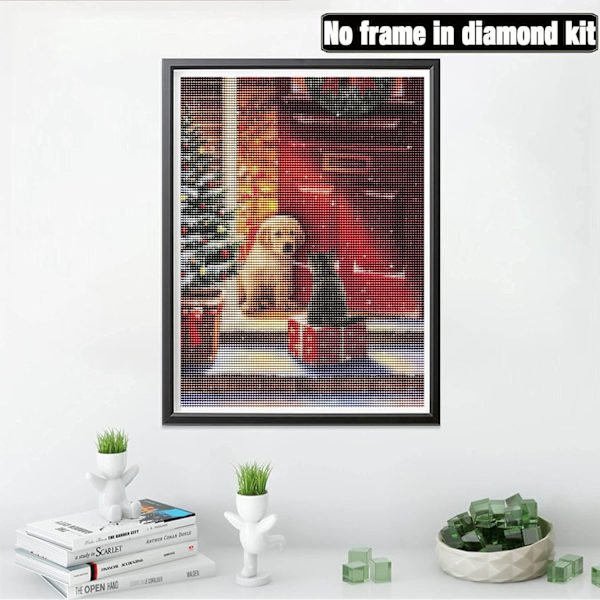 DIY 5D Diamantmaleri Julekat og Hund Fuld Tilbehør, C