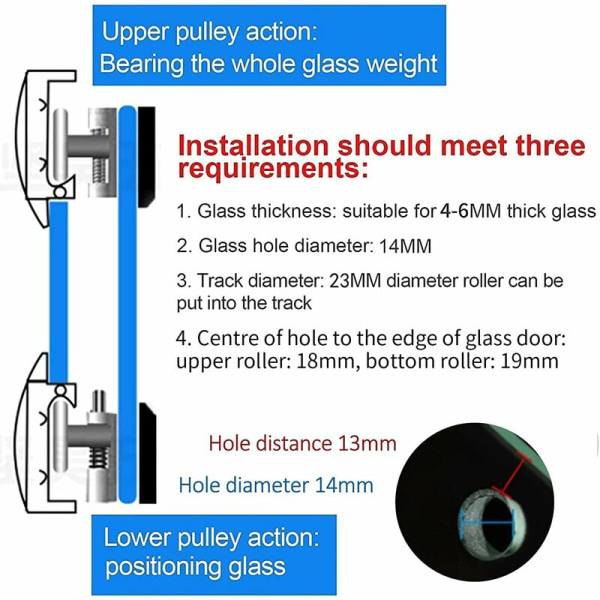 Dusjrull, 4 doble dusjrull skyvedørruller dusjkabin erstatningshjul for 14mm glasshull
