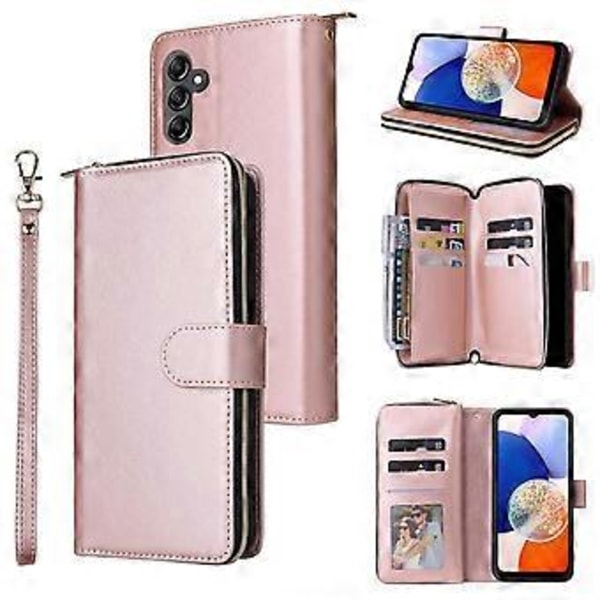 För Samsung Galaxy A15 4G/A15 5G Fodral Läder 9 Kortplatser Telefonfodral med Handledsrem Style D