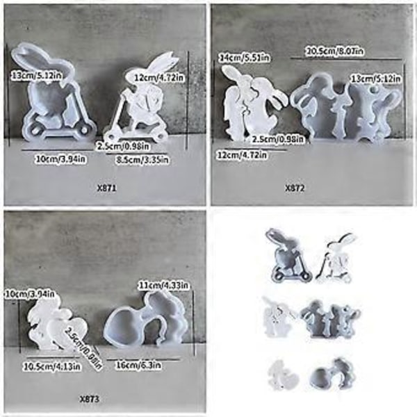 Pupu Figuriini Pääsiäiskoriste Muotti Joustava Silikonimuotti Kodin Sisustus Kipsimuotti Käytännöllinen Korujen Valmistustyökalu x871 Sliding Rabbit