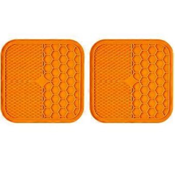 Slickmattor för hundar katter, Långsam matskål för hundar Lugnande godismatta mot tristess och ångest (L orange)