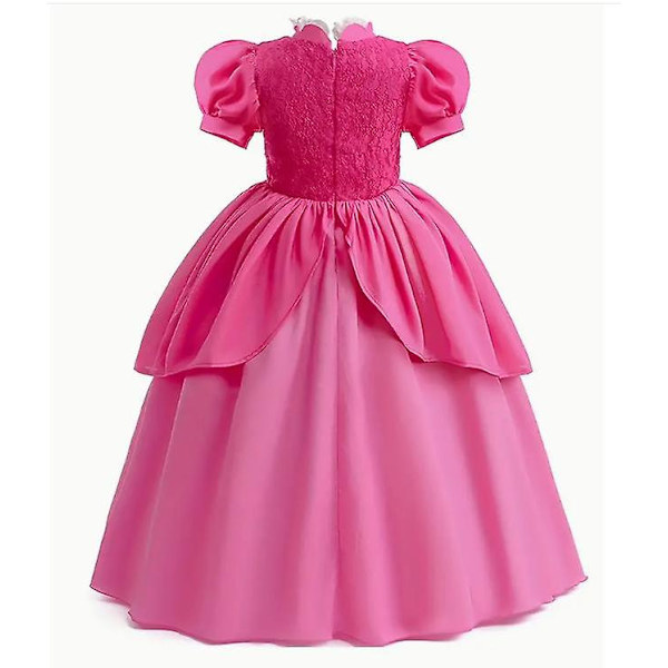 Pink prinsessekjole - Halloween børnetøj, pufærmer ekstra lang pige hornformet performancekjole.150cm.