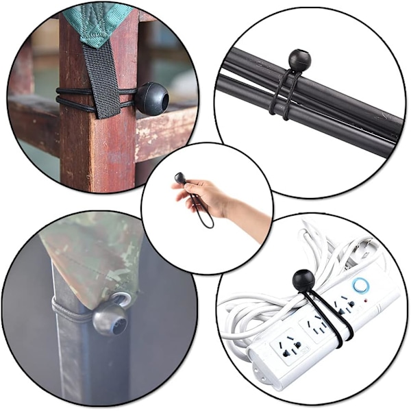 10 stk. elastiske reb kugle elastiske reb presenning elastiske reb binde stropper elastiske kuglereb telt fix reb, sort