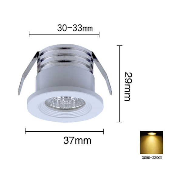 Set med 4 mini LED-infällda spotlights, 3 W, varmvit Vit