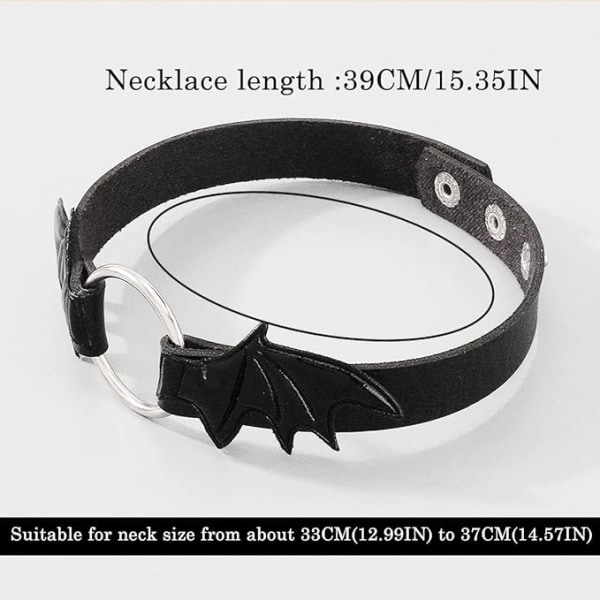 Svart Punk Läder Halsband Gothic Batwing Halsband Choker