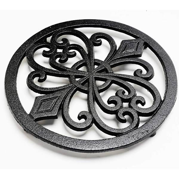 Robust Støbejerns Trivet, Rustfri Sort Hyldebeslag