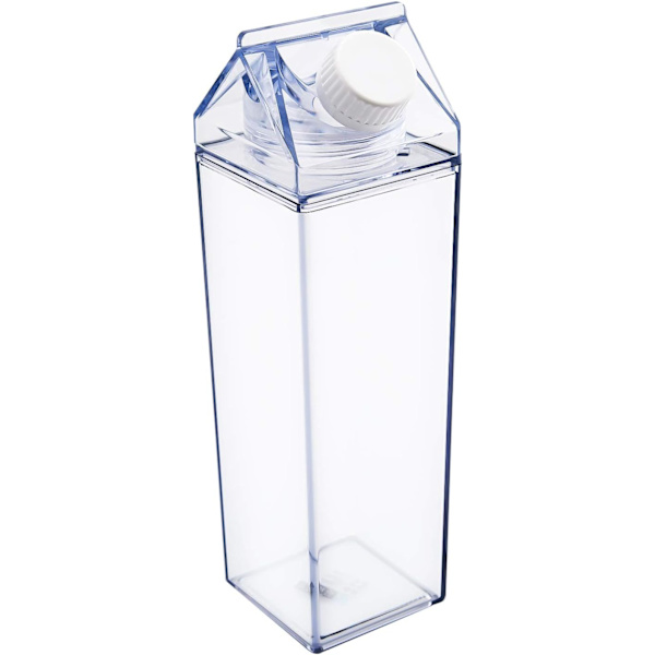 Fyrkantig mjölkflaska (transparent / 500 ml) Genomskinlig läcksäker plast