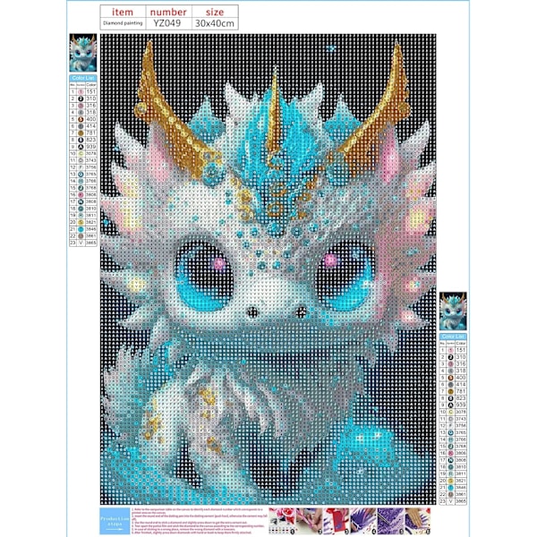 5D Dragon Diamantmålning, DIY Cartoon Broderi Diamantmålning