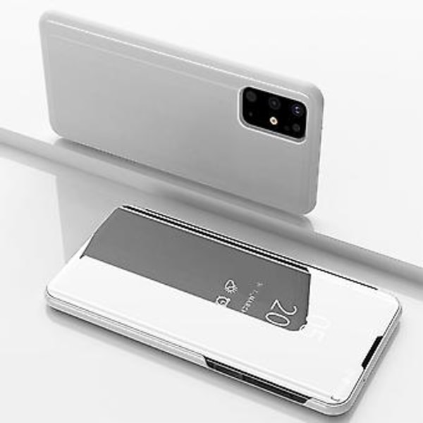 För Galaxy S20+ Pläterat Spegel Horisontellt Flip Läderfodral med Hållare För Galaxy S20+ Silver