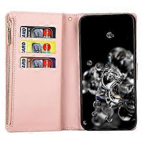 Til Samsung Galaxy A05s 4G Læder Etui Glittery Telefon Cover med Lynlås Pung Style B