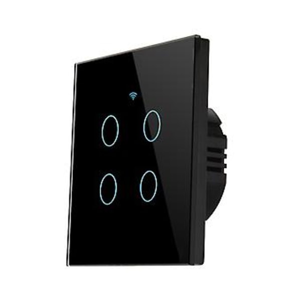 2/3/4-vägs Smart Strömbrytare Tuya Touch App-kontroll INGEN Noll-ledare Krävs black 4Gang