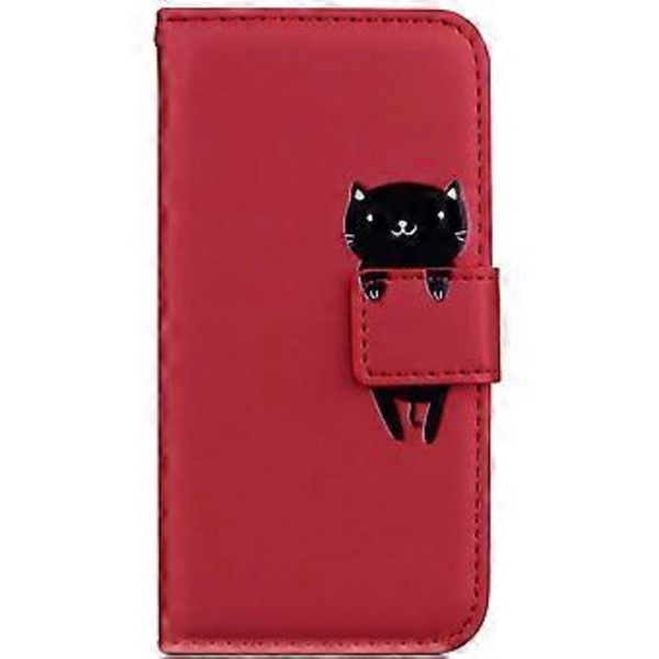 JUSCH Fodral Kompatibelt för iPhone 13 Fodral Plånbok Slim Kreditkortshållare Målad Katt Skydd Kickstand Skyddande Hållbart PU Läder Flip Folio Fodral för
